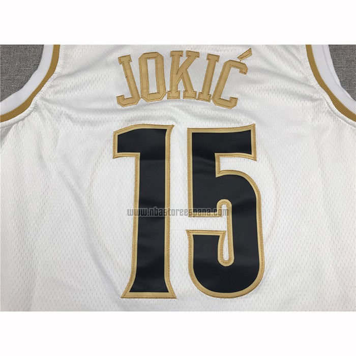 Camiseta Golden Edition Denver Nuggets Nikola Jokic NO 15 Blanco